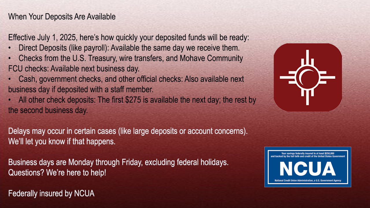 The Federal Reserve Board and the Consumer Financial Protection Bureau (CFPB) announced updates to Regulation CC that take effect on July 1, 2025. The updates are as follows: The minimum amount of funds that must be available the next business day for certain deposits increases from $225 to $275. The cash withdrawal amount increases from $450 to $550. The new account next-day availability amount increases from $5,525 to $6,725. The civil liability maximum for individual action increases from $1,100 to $1,350. The large deposit hold next-day availability increases from $5,525 to $6,725. The repeatedly overdrawn availability increases from $5,525 to $6,725.